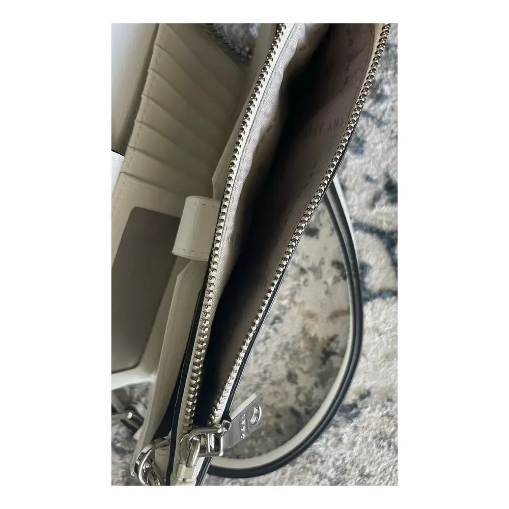 DKNY Bryant Small Crossbody Graffiti print on white bag WOC
